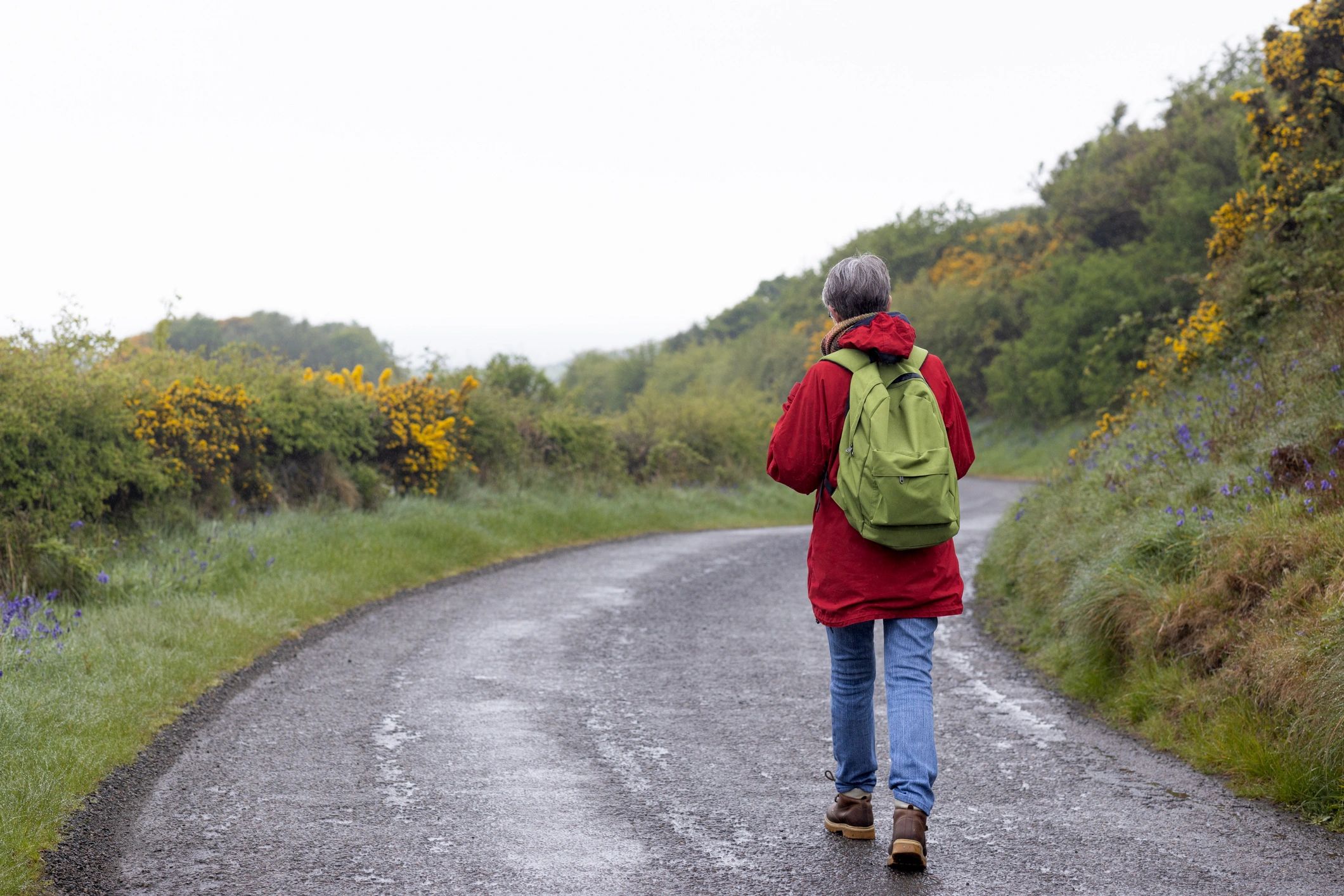Healthy senior walking outdoors